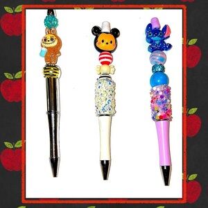 🆕 Disney Type Character DIY Bendable Pens - Silver, White, Pink